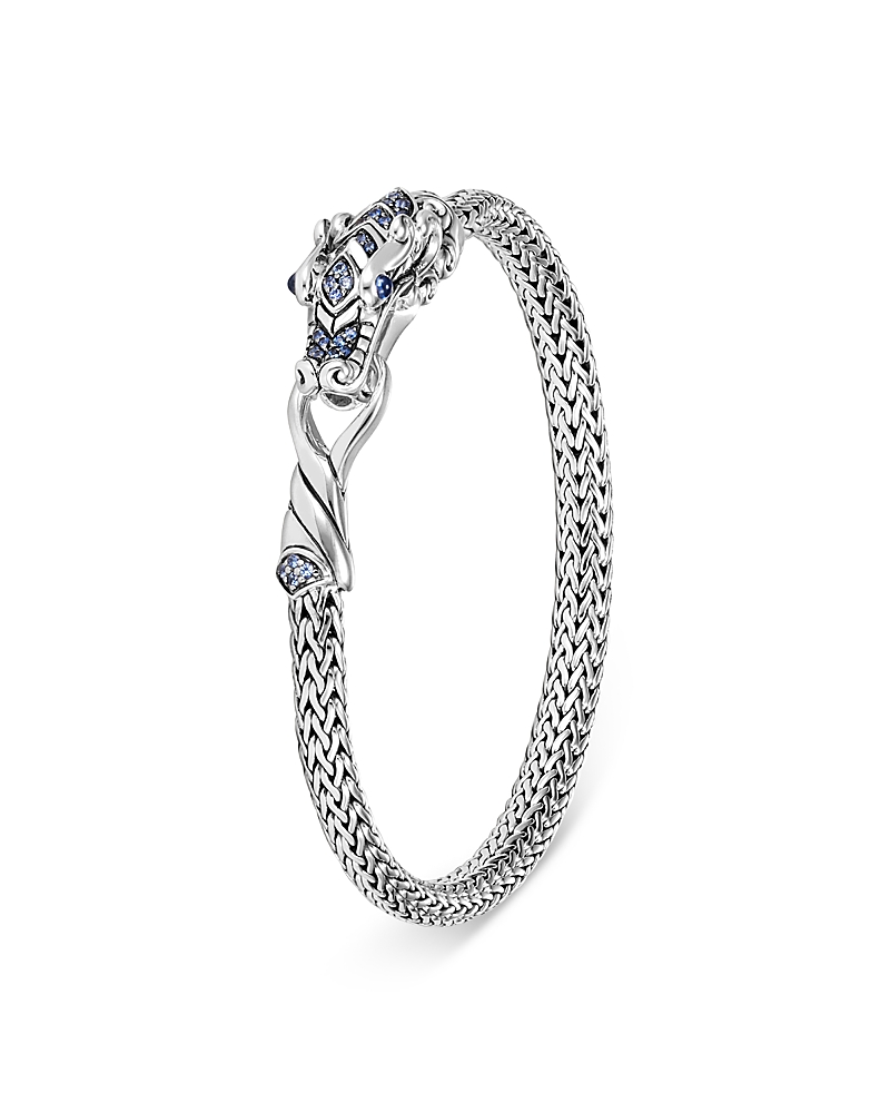 JOHN HARDY STERLING SILVER LEGENDS NAGA BLUE SAPPHIRE DRAGON LINK BRACELET BBS601334BSPXL