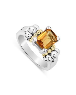 Lagos Sterling Silver & 18K Yellow Gold Glacier Citrine Ring
