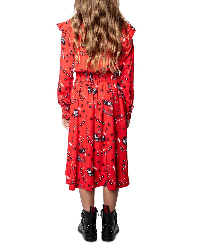 Shop Zadig & Voltaire Girls' Karolina Printed Dress - Little Kid, Big Kid In Rouge