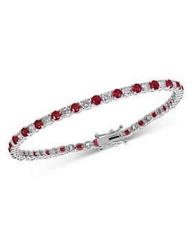 Bloomingdale's - Ruby & Diamond Link Bracelet in 14K White Gold - 100% Exclusive