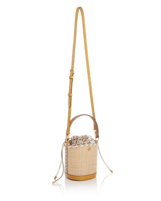 Tory Burch Robinson Straw Mini Bucket Bag | Bloomingdale's