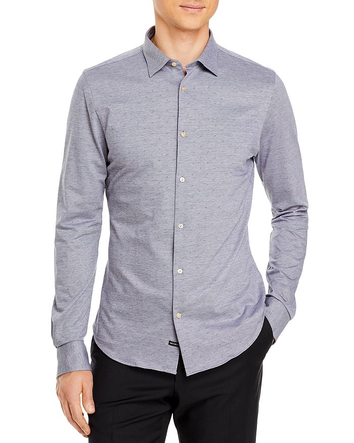 Scotch & Soda Embroidered Slim Fit Button-down Shirt In Blue