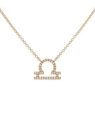 Adinas Jewels Pave Libra Pendant Necklace, 16-18
