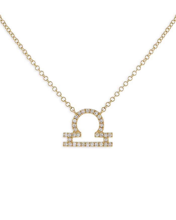 Adinas Jewels Pave Libra Pendant Necklace, 16-18 In Gold