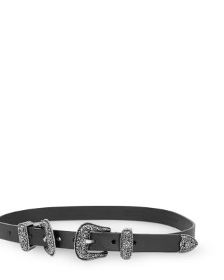Leather Belt with Double G Buckle 