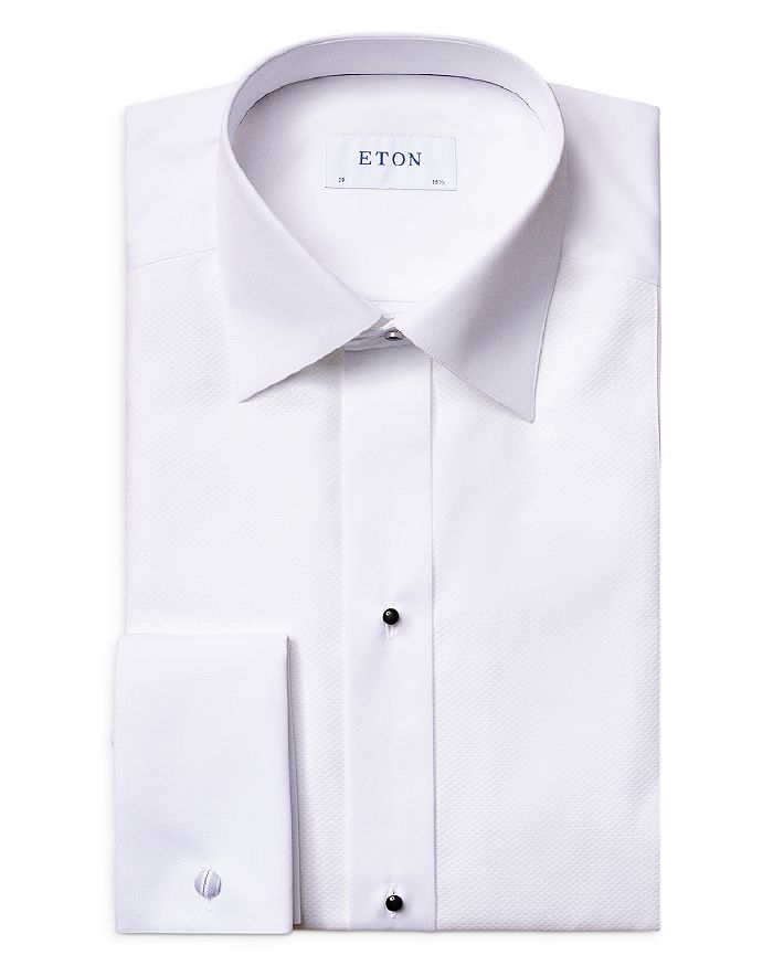 Shop Eton Slim Fit Pique Formal Shirt In White
