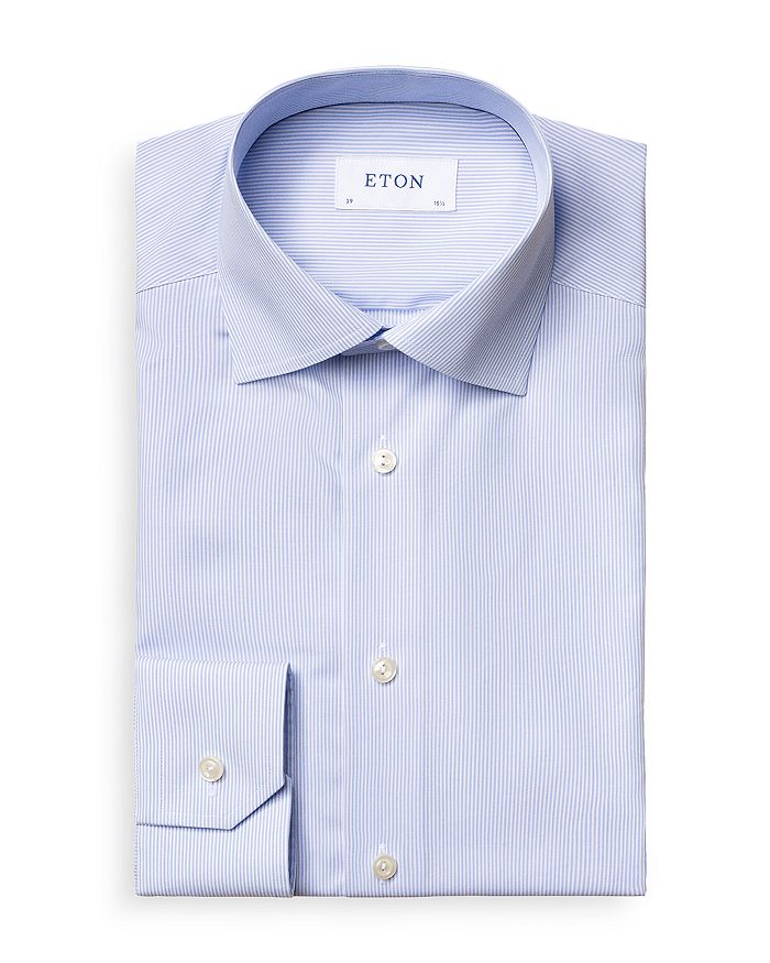 Shop Eton Slim Fit Fine Stripe Shirt In Blue