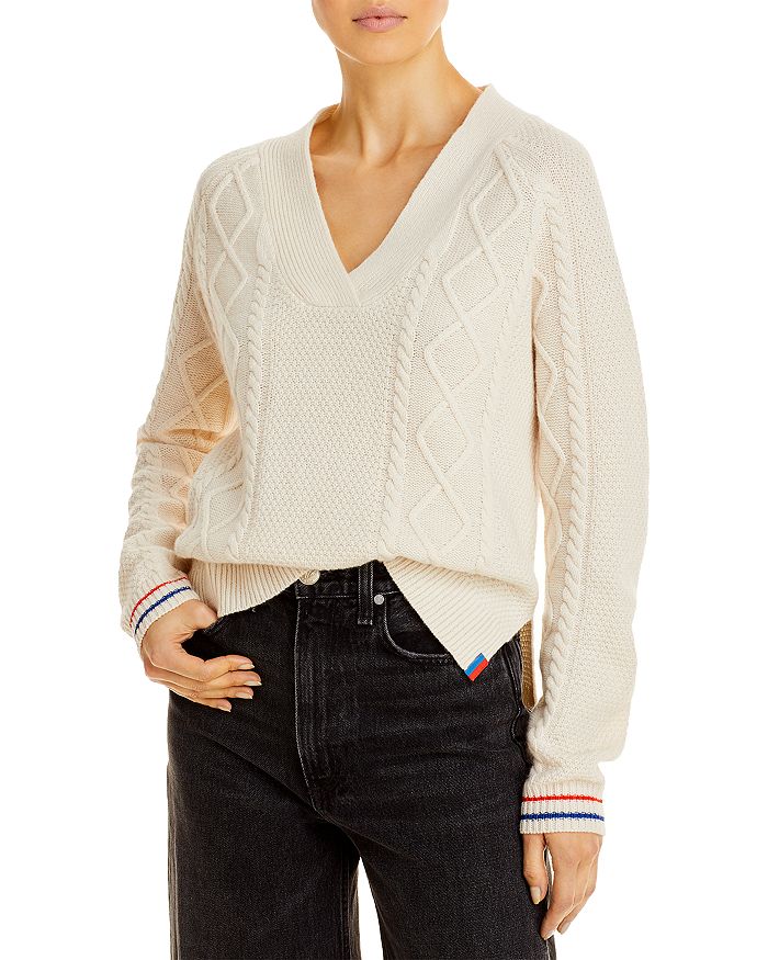 Kule The Ainsley Cable Knit Sweater In Cream