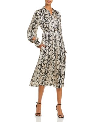 snake print midi shirt dress