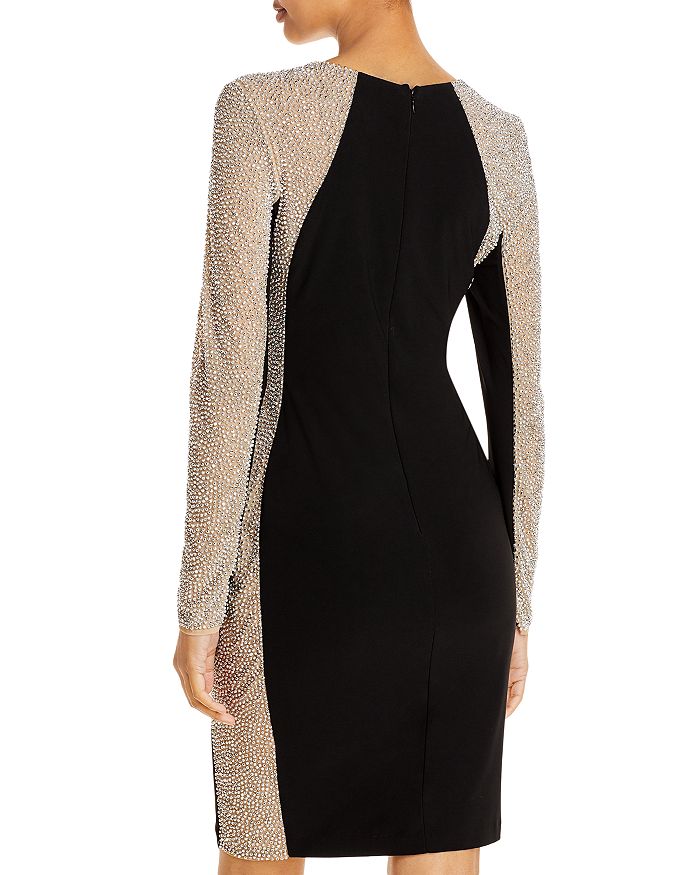 Shop Aqua Beaded Shift Dress - 100% Exclusive In Black/nude/silver