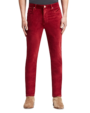 Monfrere Velvet Slim Straight Jeans In Velvet Burgundy