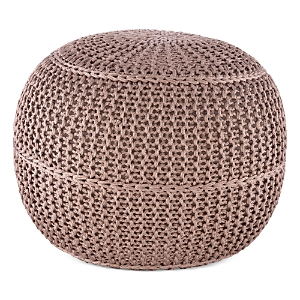 Surya Dita Knit Outdoor-safe Pouf In Taupe