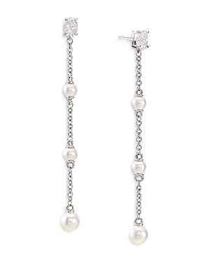 Nadri Emilia Imitation Pearl & Cubic Zirconia Chain Drop Earrings