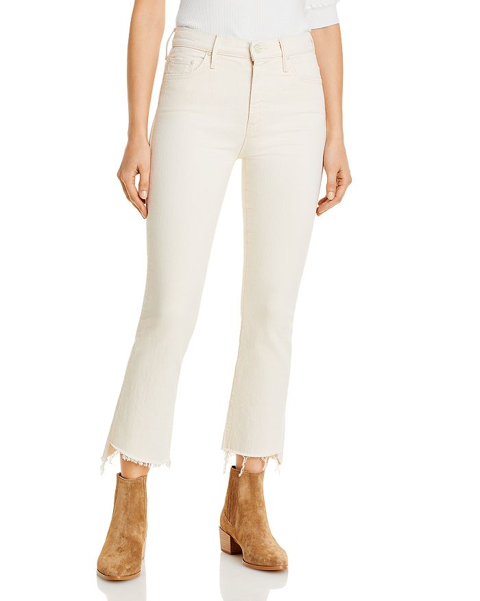 Mother The Insider Crop Step Fray Flared Jeans In Act Natural