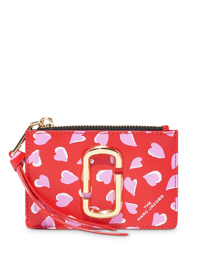 Marc Jacobs Top Zip Leather Multi Card Case In Geranium Pink