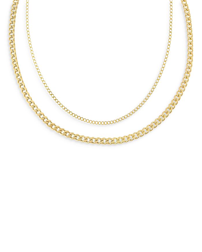 ADINAS JEWELS DOUBLE CURB CHAIN NECKLACE, 14 AND 16,N18280-GLD-400