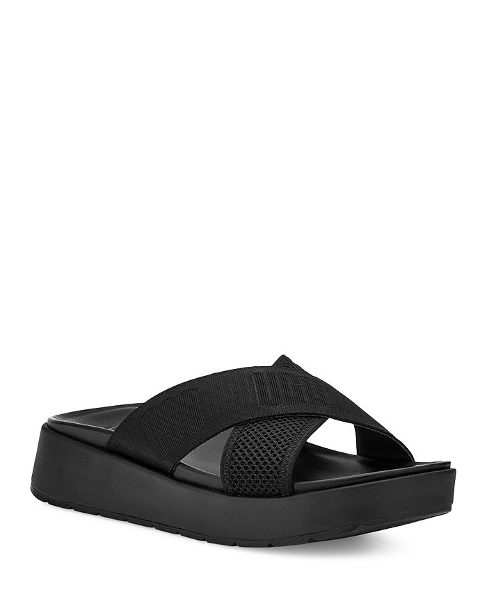 UGG® Women's Emily Square Toe Logo & Mesh Crisscross Slide Sandals ...