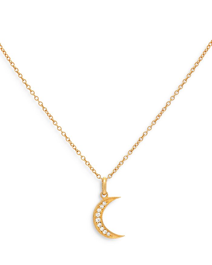 Shop Zoe Lev 14k Yellow Gold Diamond Moon Pendant Necklace, 18