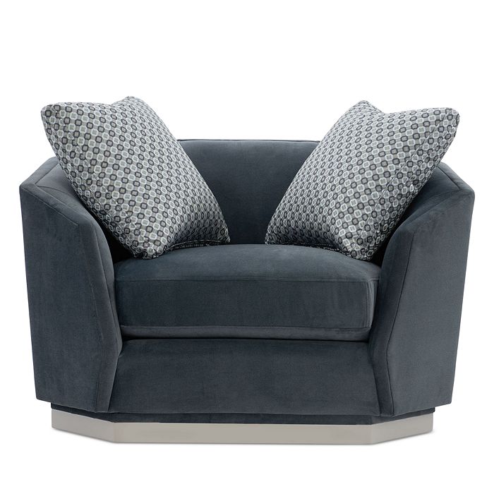 Caracole Expressions Faceted Swivel Chair-and-a-half In Slate Blue