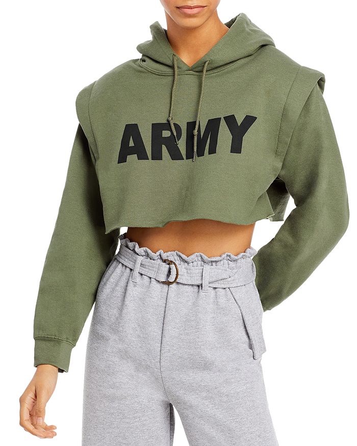 Army cropped on sale hoodie