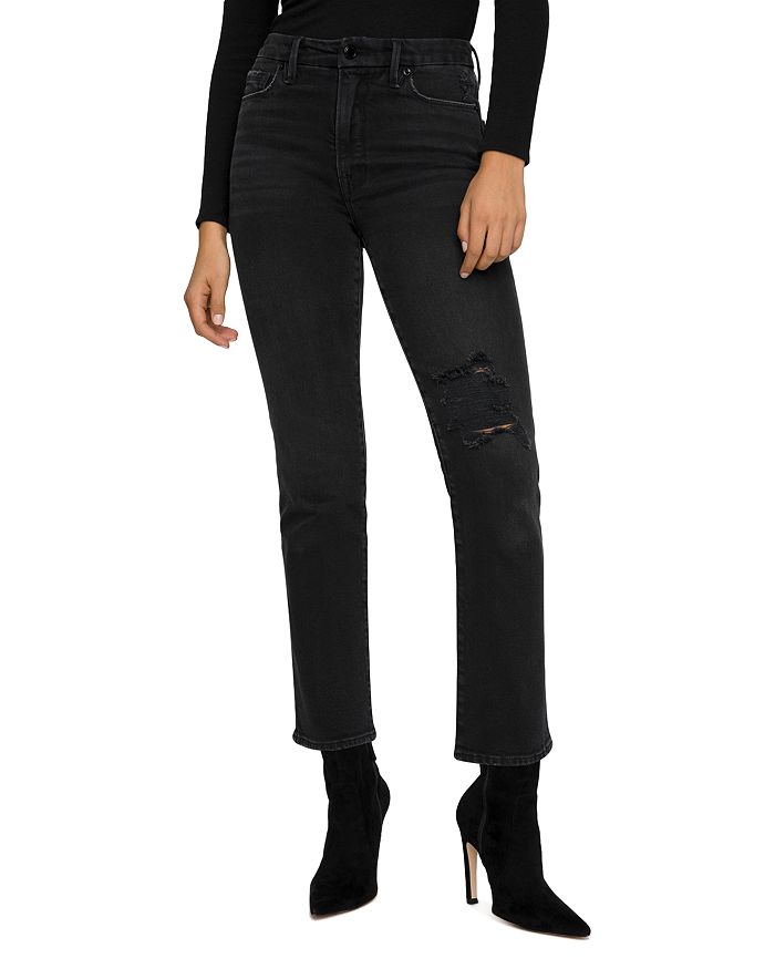 Good American Good Classic Ripped Skinny Jeans in Black206 | Bloomingdale's