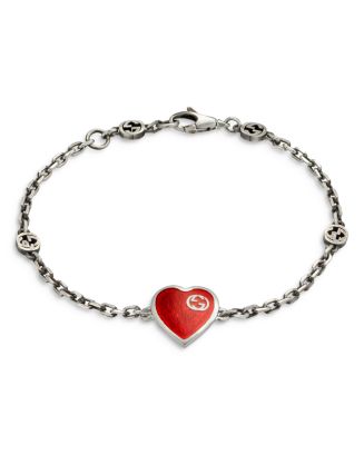 Gucci Sterling Silver & Enamel Heart Chain Bracelet | Bloomingdale's