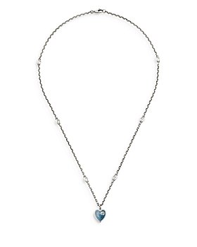Gucci - Sterling Silver Enamel Heart Pendant Necklace, 18"