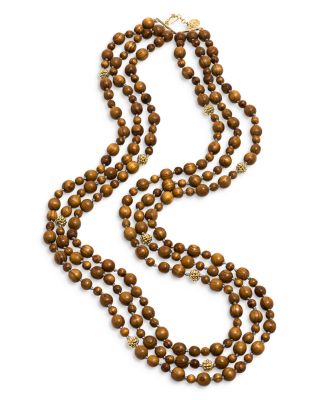 Earth Goddess Triple Strand Bead Necklace, 36"