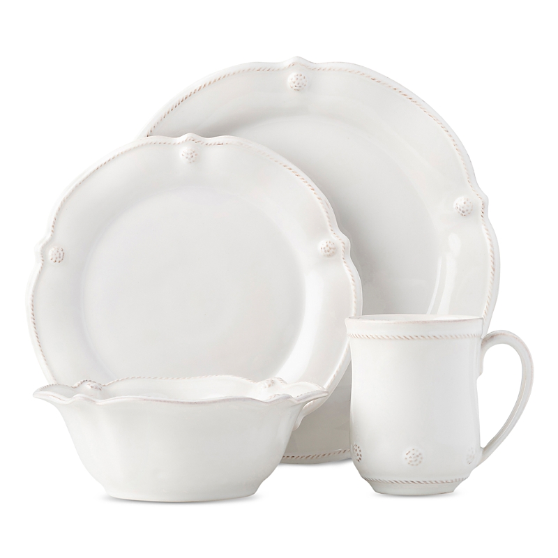 Juliska Berry & Thread Whitewash Flared 4-piece Place Setting Set In Whitewash