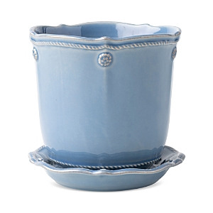 Juliska Berry & Thread 2-piece Chambray Planter & Saucer Set In Chambray