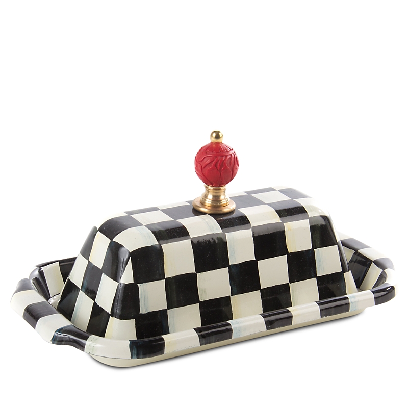 Mackenzie-childs Mackenzie Childs Courtly Check Enameled Steel Butter Box In Multi