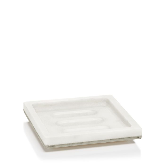 Shop Sferra Pietra Marble Soap Dish In White/silver