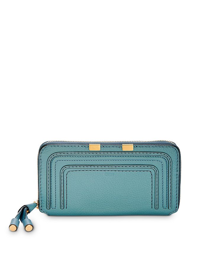 Chloé Marcie Leather Continental Wallet In Mirage Blue