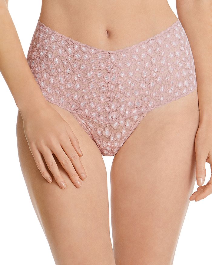 Hanky Panky Cross Dye Leopard Retro V-kini In Dessert Rose/ White