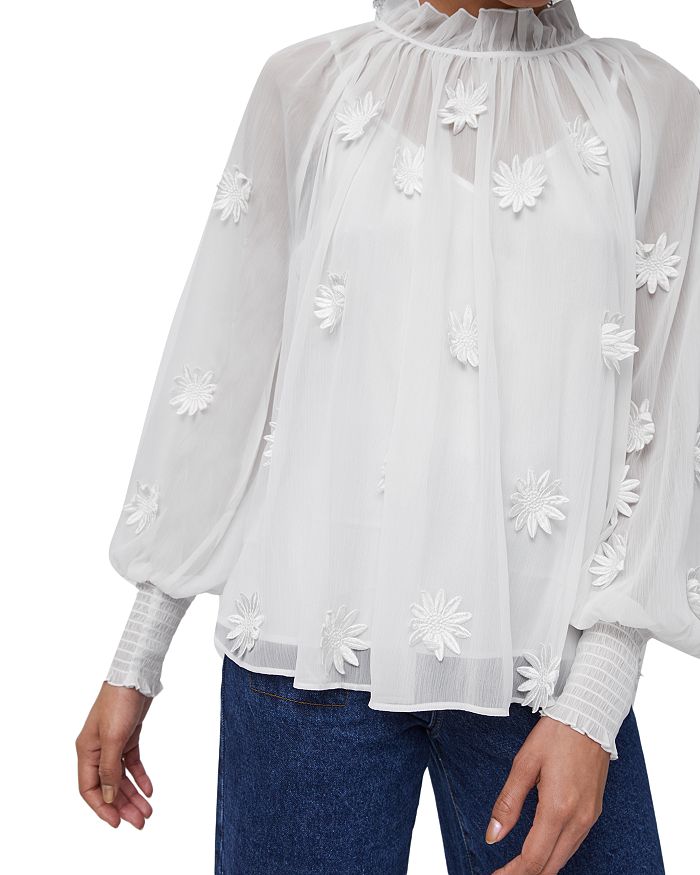 FRENCH CONNECTION AZIZA LACE LONG SLEEVE TOP,72QCD