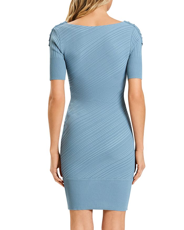 Herve Leger Draped Ribbed Dress In Alabaster
