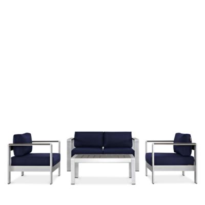 Shore Outdoor Patio Aluminum Sectional Sofa, Set of 4