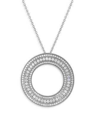 Bloomingdale's Diamond Circle Pendant Necklace In 14K White Gold, 1.2 ...