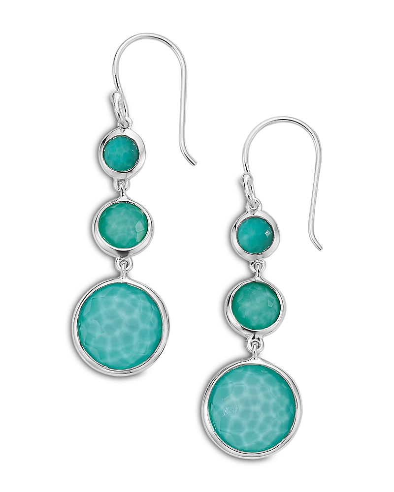Ippolita Lollipop Lollitini 3-stone Drop Earrings In Sterling Silver With Turquoise Doublet In Turquoise