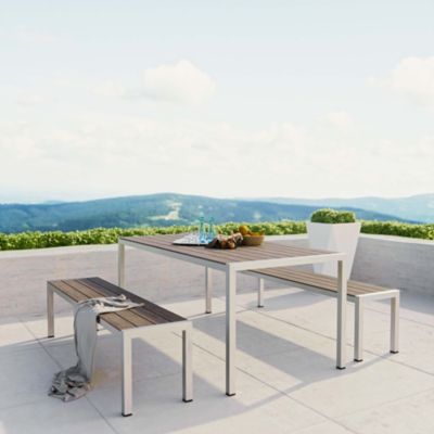  Shore Outdoor Patio Aluminum Dining, Set of 3