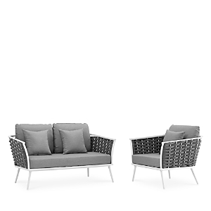 Modway Stance 2 Piece Outdoor Patio Set In White Gray