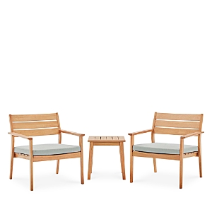 Modway Breton 3 Piece Outdoor Patio Ash Wood Set In Natural Taupe