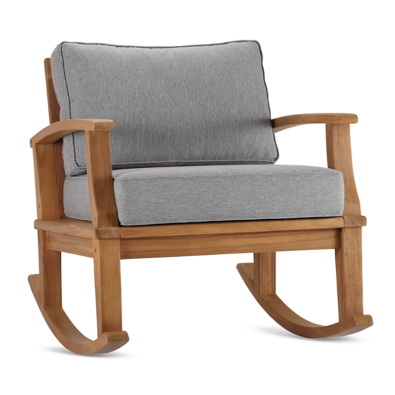 Modway Marina Outdoor Patio Teak Rocking Chair In Gray