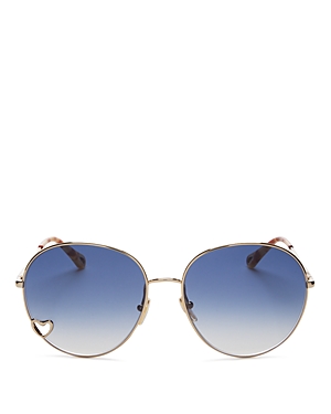 Chloé 61mm Gradient Round Sunglasses In Gold/blue Gradient