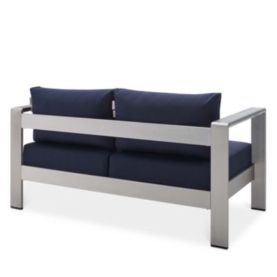  Shore Sunbrella Fabric Aluminum Outdoor Patio Loveseat