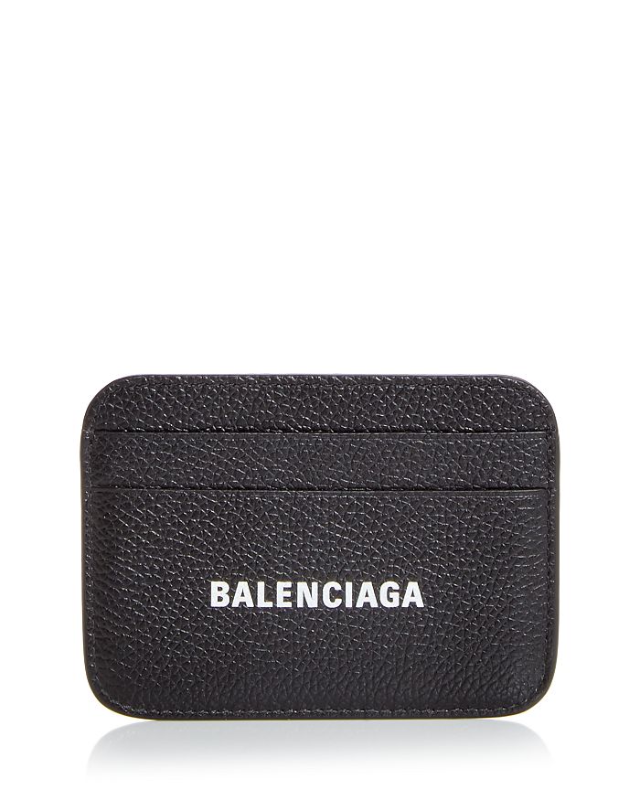 Balenciaga Cash Leather Card Case In Black/white
