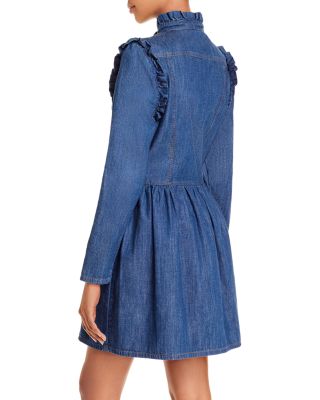 white christmas dresses Raw Hem Layered Denim Maxi Dress Blue / XL main image 0