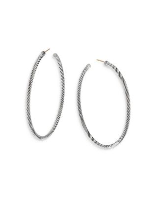 David Yurman - Sculpted Cable Sterling Silver Hoop Earrings