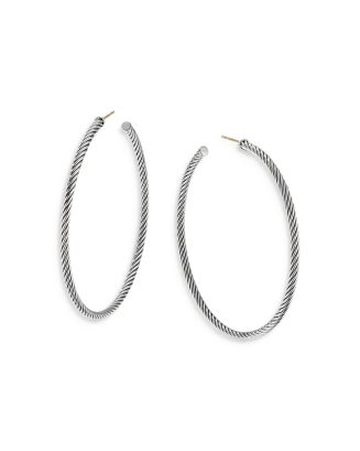 David Yurman Sculpted Cable Sterling Silver Hoop Earrings | Bloomingdale's