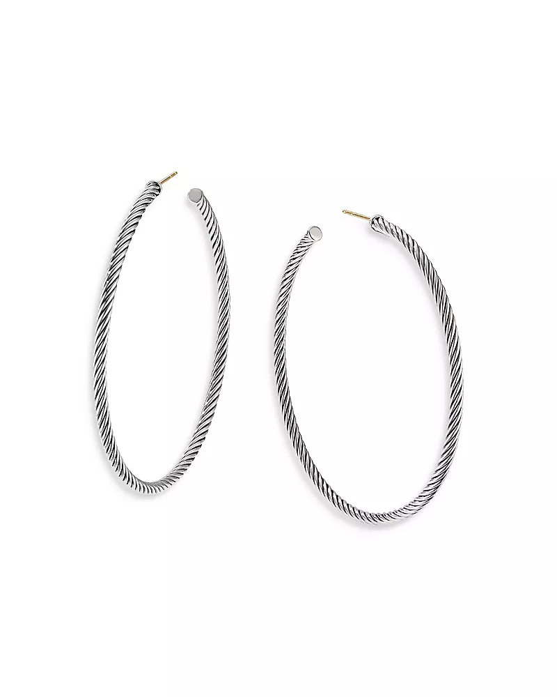 David Yurman Sculpted Cable Sterling Silver Hoop Earrings